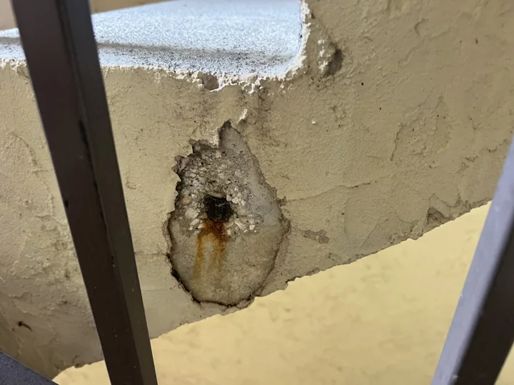 An area of concrete deterioration.